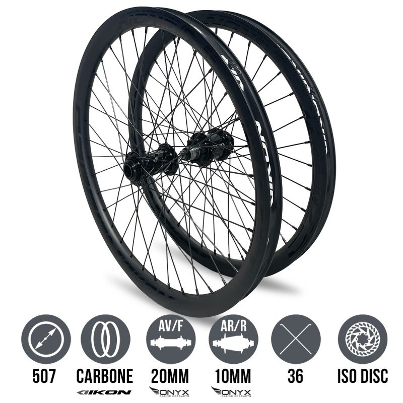 Ruedas IKON CARBON 507 - Onyx Helix 20 - Onyx ultra SS ISO Negro-Negro Mat