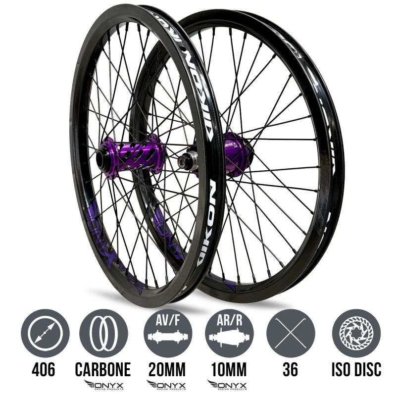 Ruedas ONYX Carbon 406 - ONYX Helix 20- Ultra SS ISO 10 Negro/Púrpura