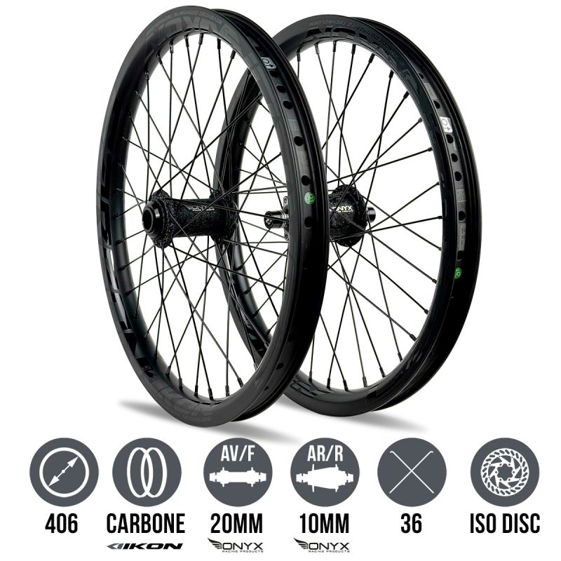 Ruedas IKON Carbon 406 Negro - ONYX Solid 20 - Ultra ISO 10 Alligator