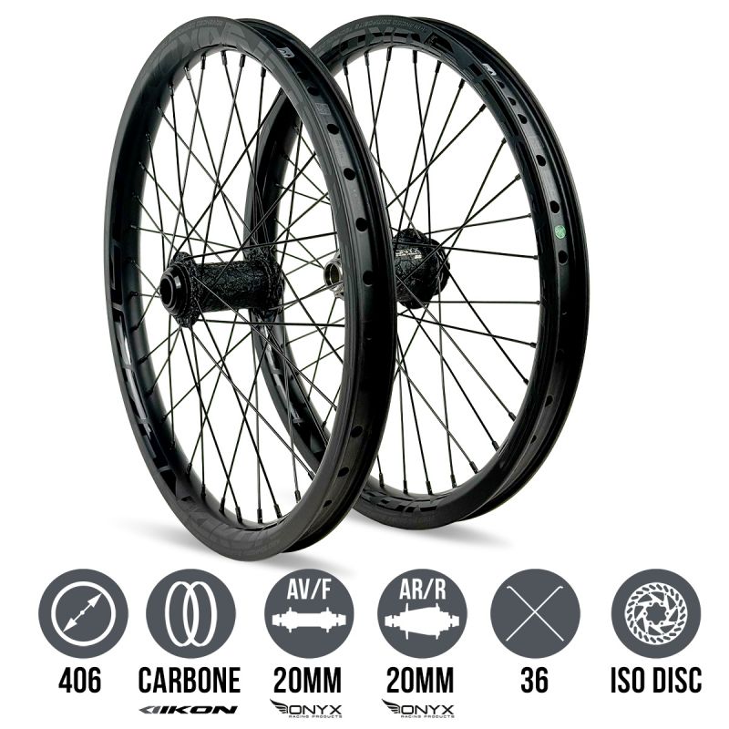 Ruedas IKON Carbon 406 Negro - ONYX Solid 20 - Ultra SS ISO 20 Alligator