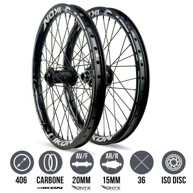 Ruedas IKON Carbon 406 Negro - ONYX Solid 20 - Ultra ISO 15 Alligator