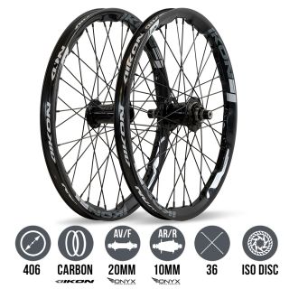 Roues IKON Groove Carbon 406 Noir/Gris - ONYX Solid 20 - Ultra ISO 10 Noir